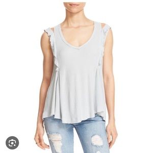 Free People Womens Tank Top Bondi Waffle Knit Silver Blue Green